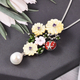 Jardin Collection - Yellow Mother of Pearl, Freshwater Pearl and Multi Gemstone Ladybug Floral Enamelled Pendant with Chain (Size 18) in Rhodium Overlay Sterling Silver