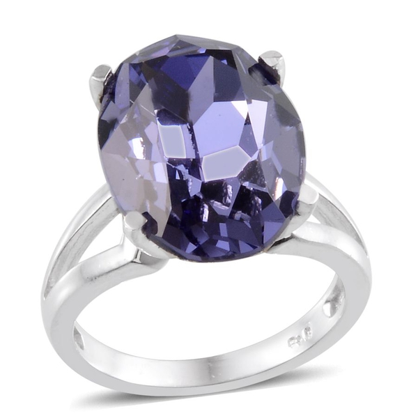 - Tanzanite Colour Crystal (Ovl) Solitaire Ring in ION Plated Platinum Bond 10.250 Ct.
