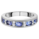 Tanzanite and Natural Cambodian Zircon Half Eternity Ring in Platinum Overlay Sterling Silver 1.14 C