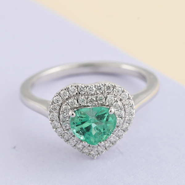RHAPSODY 950 Platinum AAAA Boyaca Colombian Emerald and Diamond (VS/E-F) Ring 1.50 Ct, Platinum Wt. 5.5 Gms