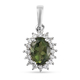 Bohemian Moldavite and Natural Cambodian Zircon Pendant in Platinum Overlay Sterling Silver 1.06 Ct.