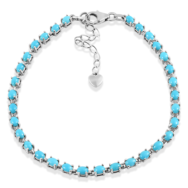Arizona Sleeping Beauty Turquoise Bracelet (Size - 8 With 2 Inch Extender) in Platinum Overlay Sterl