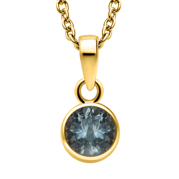 2 Piece Set - Aquamarine Pendant & Hook Earrings in 14K Gold Overlay Sterling Silver With Stainless Steel Chain (Size 20), Silver Wt. 5.57 Gms