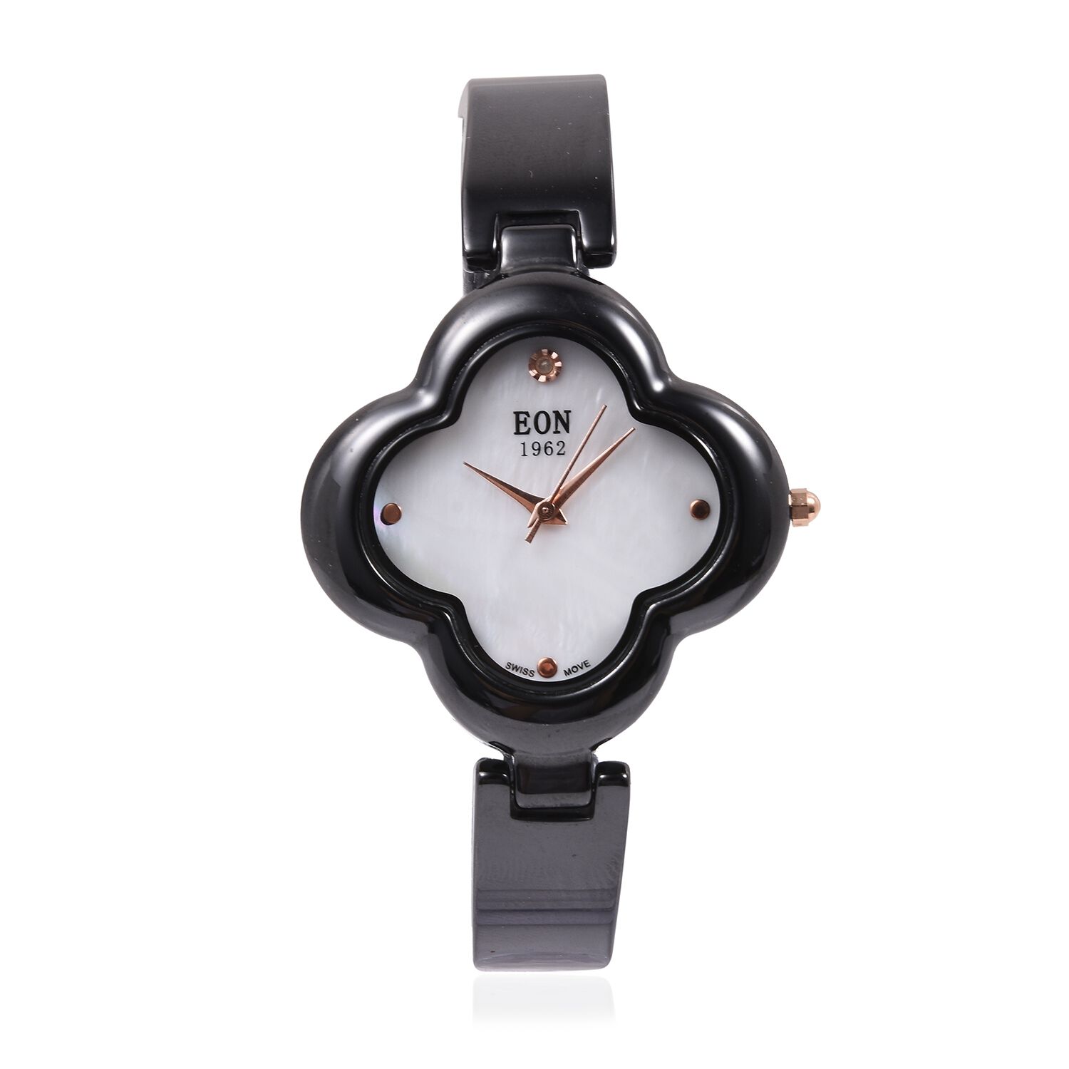 EON 1962 Swiss Movement Flower Pattern Dial Diamond Watch Water Resistant