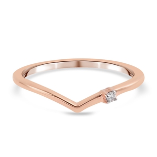 Diamond Wishbone Ring in Rose Gold Overlay Sterling Silver