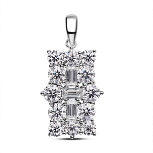 Moissanite Boat Pendant in Rhodium Overlay Sterling Silver 2.02 Ct.