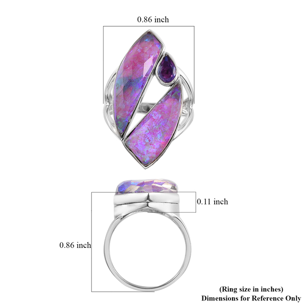 Sajen Silver ILLUMINATION Collection - Doublet Quartz and Rainbow Lavender Ring in Rhodium Overlay Sterling Silver 10.12 ct,Sliver Wt. 5 Gms.