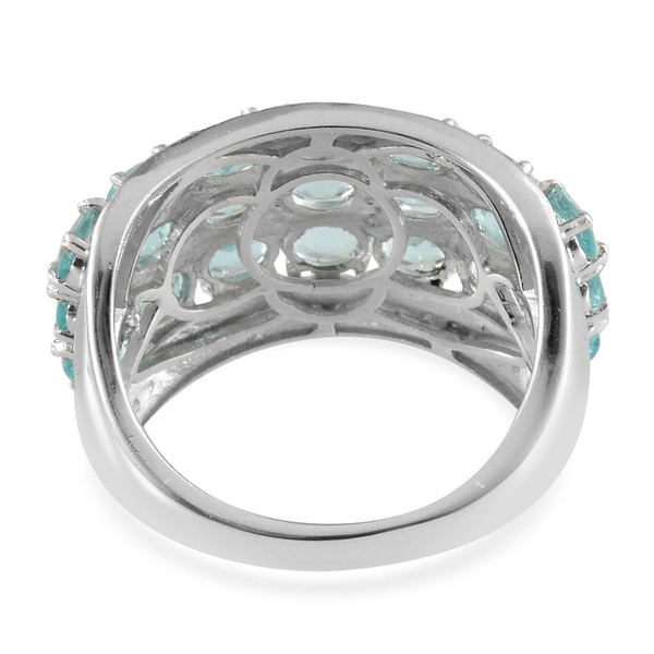Paraibe Apatite (Ovl), Diamond Cluster Ring in Platinum Overlay Sterling Silver 2.760 Ct.