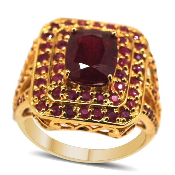 African Ruby (Cush 4.25 Ct), Ruby Ring in 14K Gold Overlay Sterling Silver 7.250 Ct.