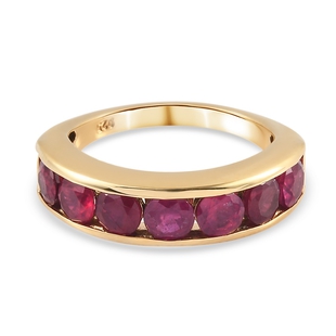 African Ruby (FF) Band Ring in 14K Gold Overlay Sterling Silver 2.67 Ct.