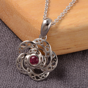 RACHEL GALLEY Rose Collection - African Ruby (FF) Pendant with Chain (Size 18/20/24) in Rhodium Over