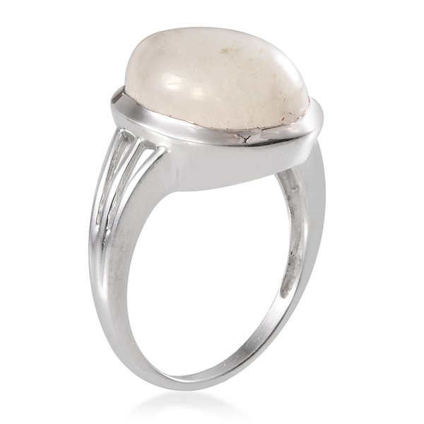 Ceylon Rainbow Moonstone (Pear) Solitaire Ring in Platinum Overlay Sterling Silver 8.750 Ct.
