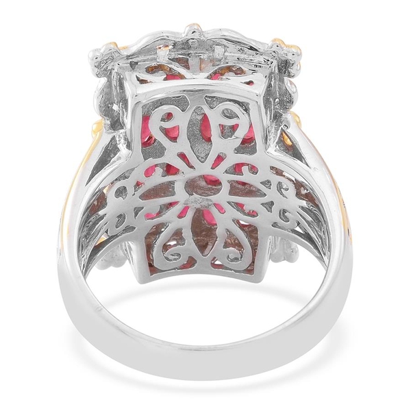 African Ruby (Ovl) Ring in Rhodium and Yellow Gold Overlay Sterling Silver 5.000 Ct.