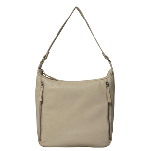 ASSOTS LONDON Pamela Genuine Pebble Grain Leather Hobo Shoulder Bag - Off White