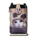 DOD - Stylish Cat Pattern Cell Phone Bag with Chain Shoulder Strap - Yellow