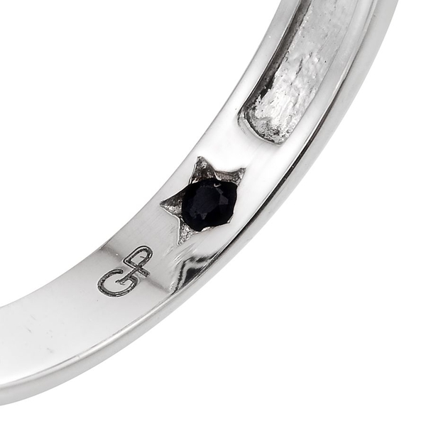GP Lapis Lazuli (Pear 10.00 Ct), Kanchanaburi Blue Sapphire Ring in Platinum Overlay Sterling Silver 10.030 Ct.