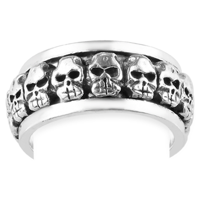 Sterling Silver Skull Band Ring, Silver wt 7.11 Gms