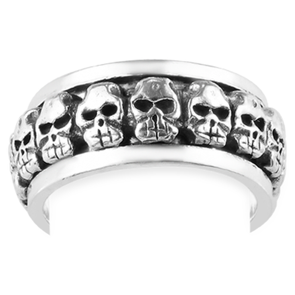 Sterling Silver Skull Band Ring, Silver wt 7.11 Gms