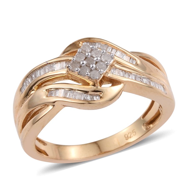 Diamond (Rnd) Ring in 14K Gold Overlay Sterling Silver 0.330 Ct.