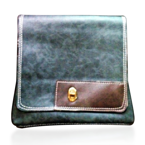 Faux Leather Olive Colour Shoulder Bag with Chocolate Colour Strap (Size 23x21 Cm)