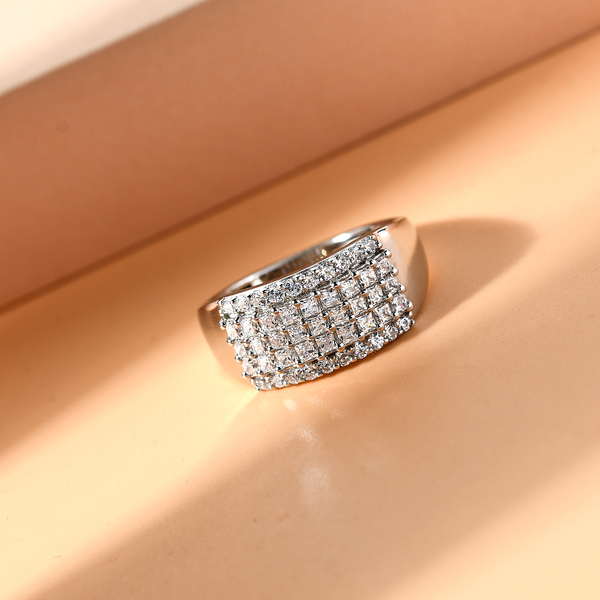 Lustro Stella Sterling Silver Ring Made with Finest CZ1.62 Ct.
