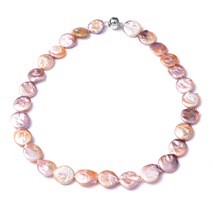 Multi Colour Baroque Pearl Necklace (Size 20) in Rhodium Overlay Sterling Silver