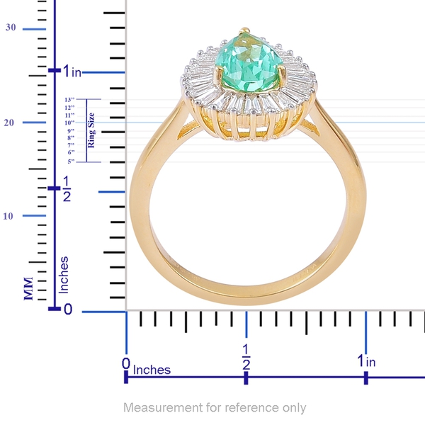 ILIANA 18K Yellow Gold 2.00 Ct AAA Boyaca Colombian Emerald Pear Halo Ring with Diamond SI G-H