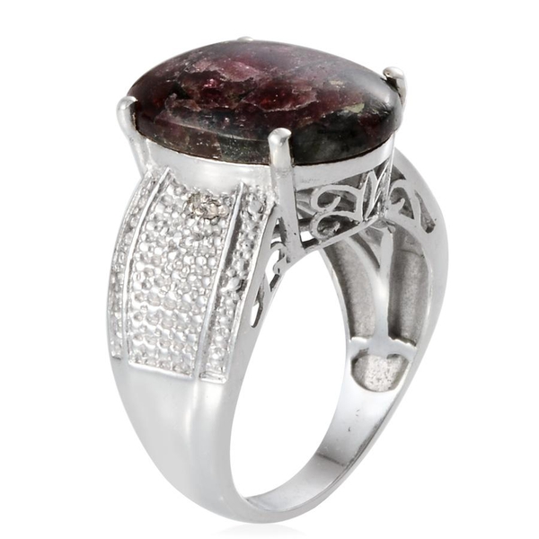 Eudialyte (Ovl 7.25 Ct), Diamond Ring in Platinum Overlay Sterling Silver 7.260 Ct.