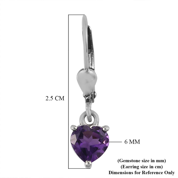 Amethyst Lever Back Earrings in Platinum Overlay Sterling Silver 1.42 Ct.