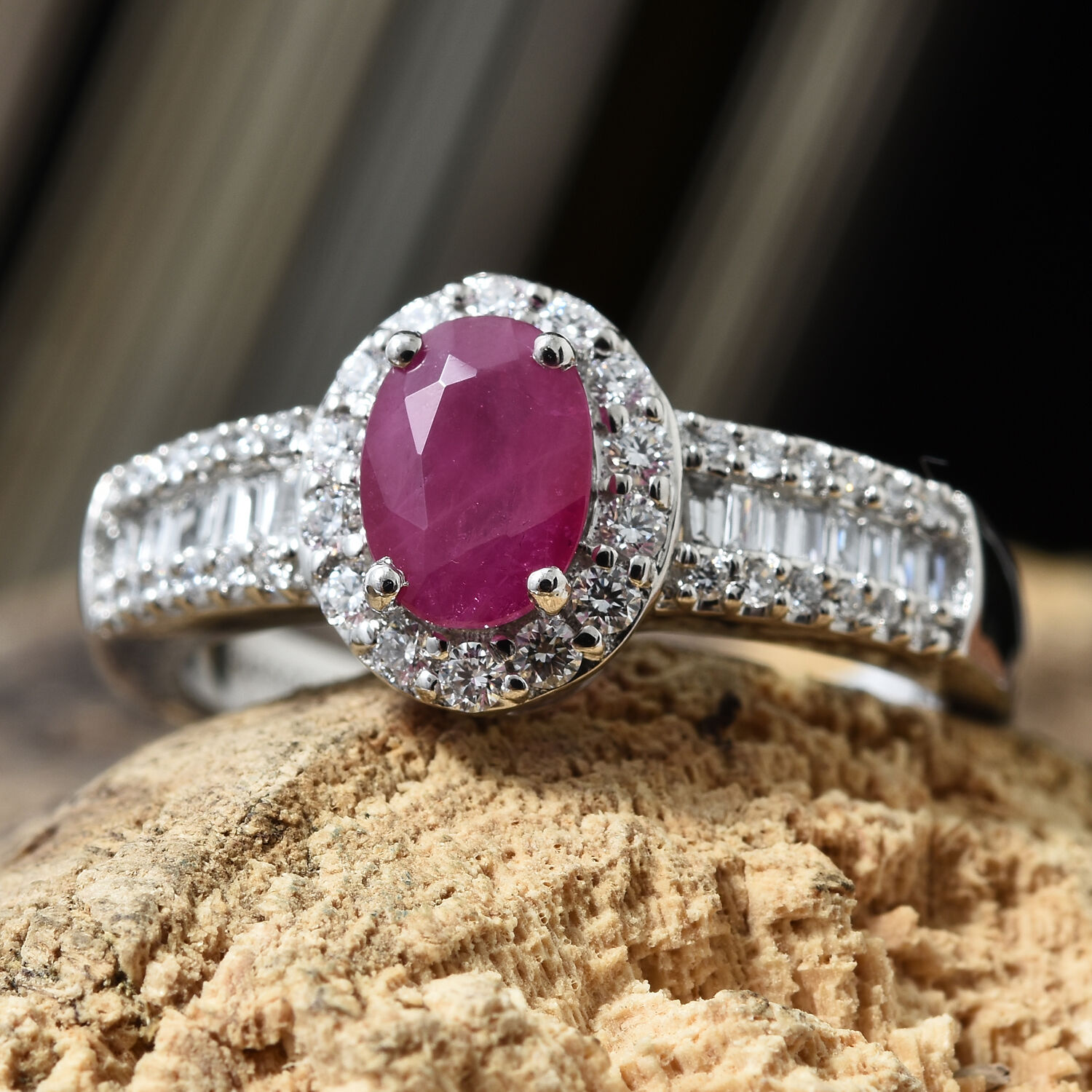 RHAPSODY 950 Platinum AAAA Ruby (Ovl 1.00 Ct) Diamond Ring 1.450 Ct.