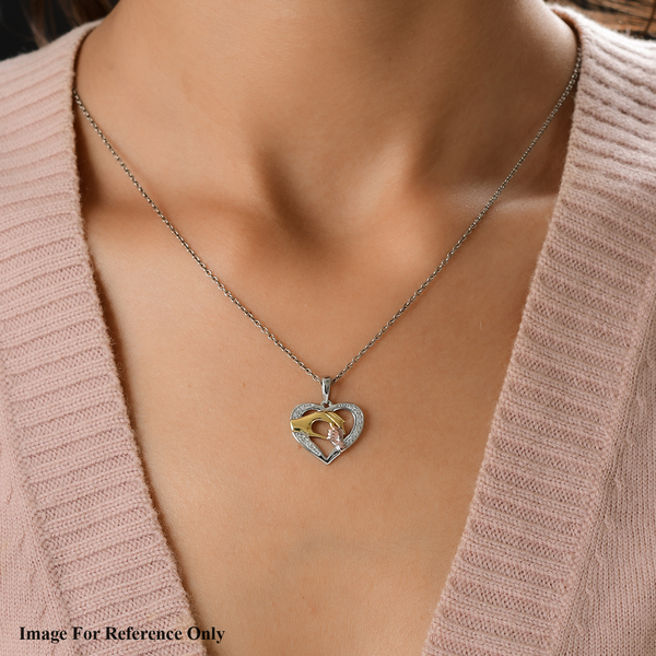 Diamond Heart Pendant in Yellow, Rose Gold Overlay Sterling Silver 0.11 Ct.
