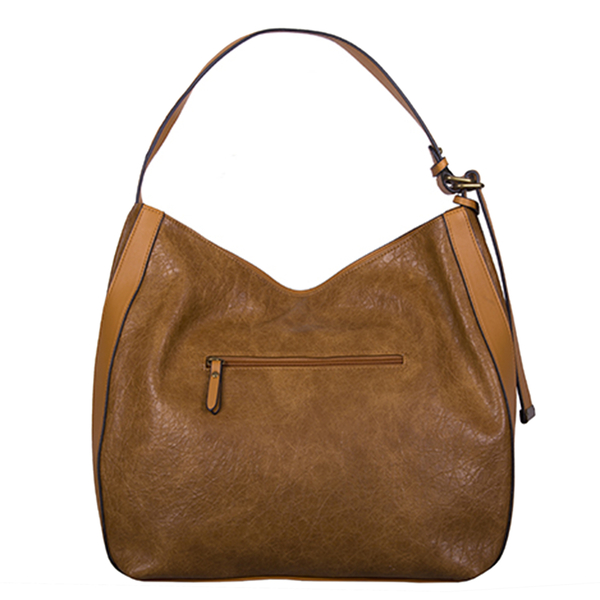 Bulaggi Collection - Heather Hobo Shoulder Bag with Zipper Closure (Size 32x34x14cm) - Cognac