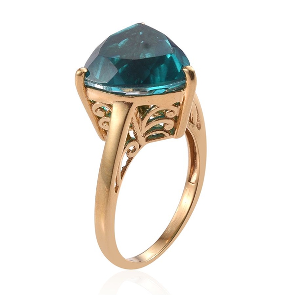 Capri Blue Quartz (Trl) Ring in 14K Gold Overlay Sterling Silver 11.500 Ct.