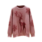 Kris Ana Christmas Reindeer Wool Mix Jumper One Size (8-16) - Pink