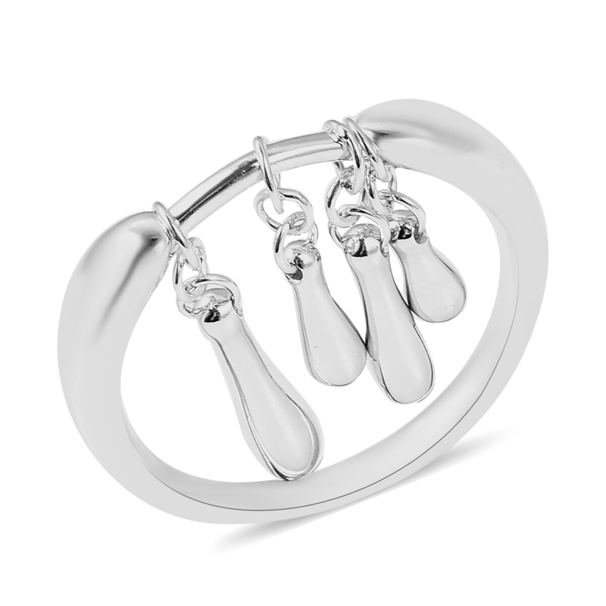 LucyQ Dangling Drip Ring in Rhodium Overlay Sterling Silver 3702464 TJC