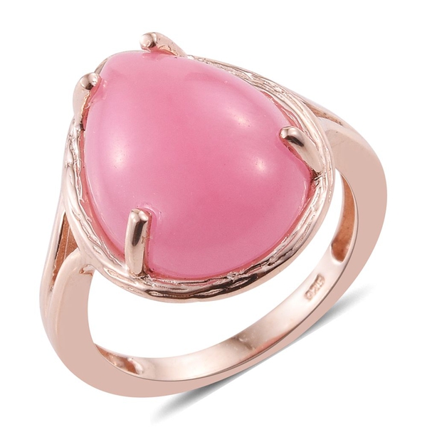 Pink Jade (Pear) Ring in Rose Gold Overlay Sterling Silver 13.000 Ct.