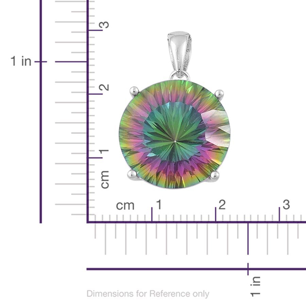 Coated Mystic Topaz (Rnd) Pendant in Rhodium Plated Sterling Silver 12.000 Ct.
