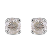 Biggest Ever NY Close Out - 14K White  Gold Natural Yellow Diamond (I2/I3/H-I) Stud Earrings (With P
