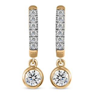 Moissanite Hoop Earrings (With Clasp) in 14K Gold Overlay Sterling Silver 1.14 Ct.