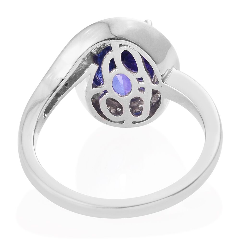 Exclusive Edition-ILIANA 18K W Gold AAA Tanzanite (Ovl 4.75 Ct), Diamond (SI-G-H) Ring 5.000 Ct.Gold wt 7.00 Gms