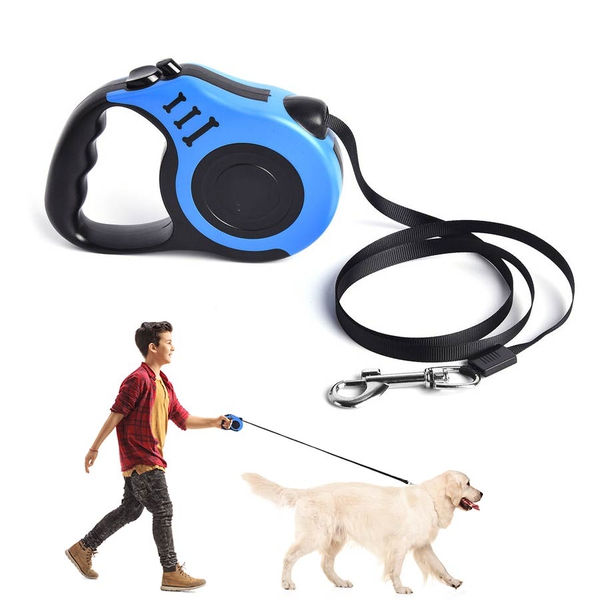 Retractable Dog Leash - Blue (Rope Length 5m) (Size 10x3x23cm)