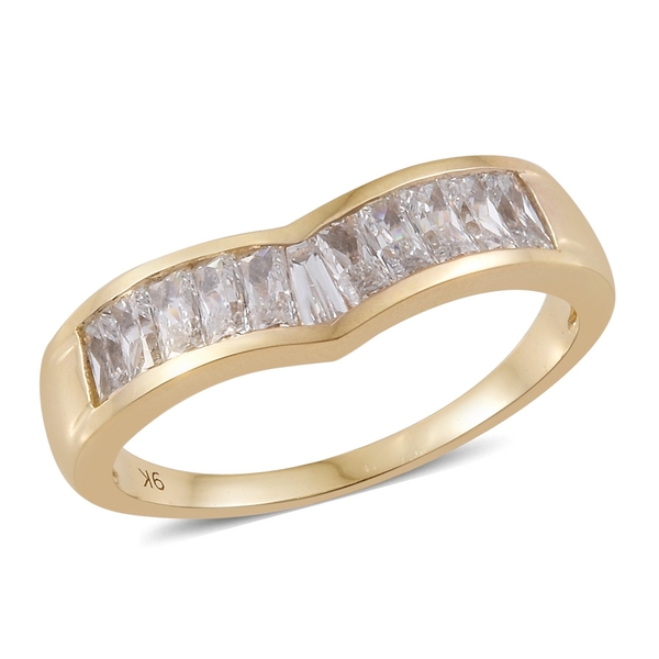 Lustro Stella Made with Finest CZ Wishbone Ring in 9K Gold 2.70 grams
