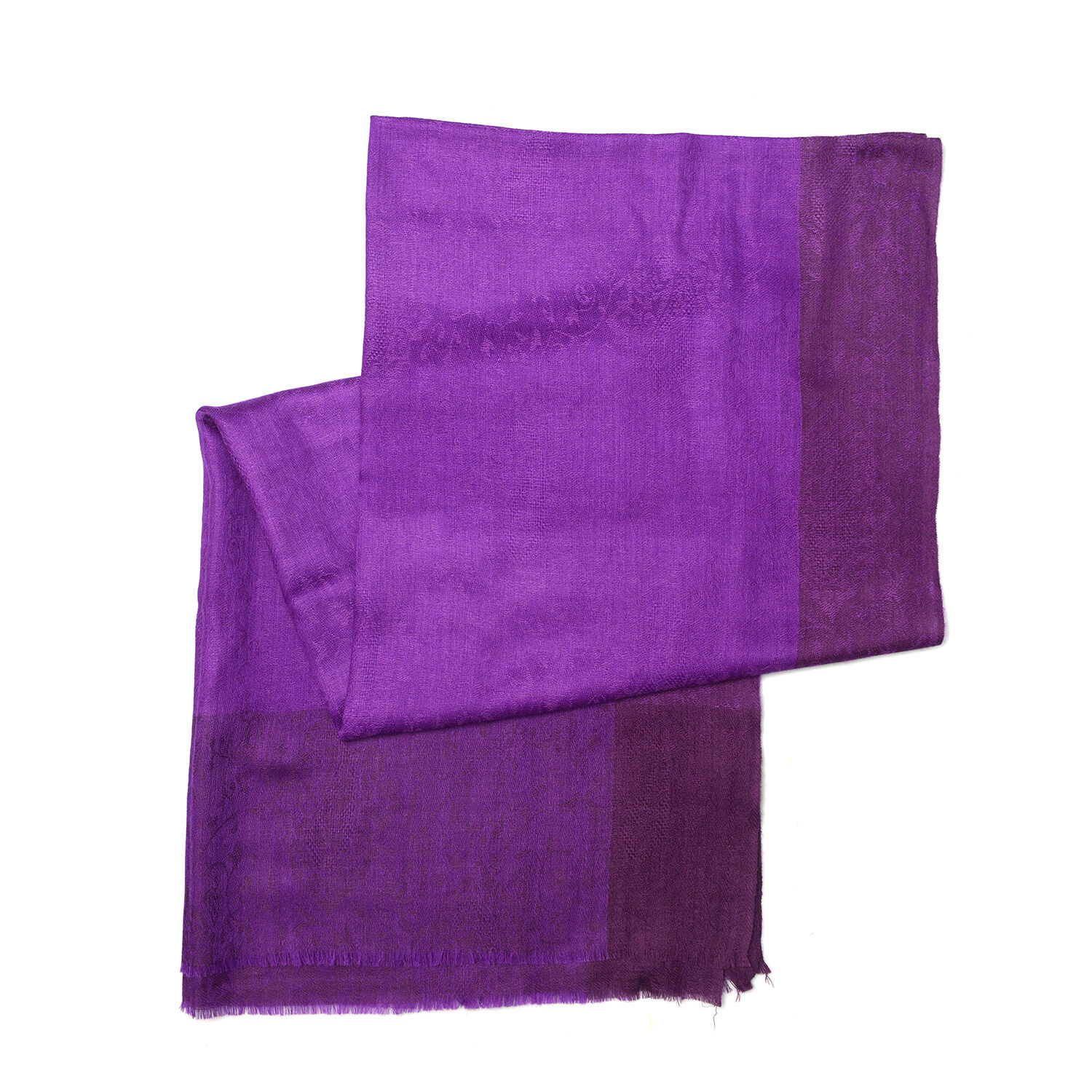 100% Fine Cashmere Wool Purple Colour Self Pattern Shawl (Size 200x70 Cm)