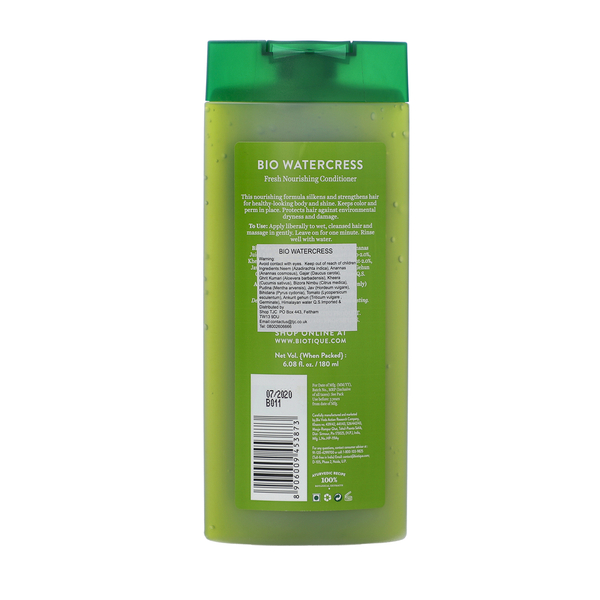 Biotique Bio Watercress 100% Ayurvedic Fresh Nourishing Conditioner For Dry, Damaged & Colour Treated Hair 180ml