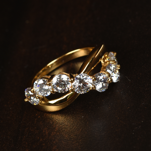 Lustro Stella Made with Finest CZ Ring in Gold Plated Sterling Silver