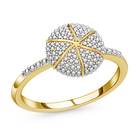 Diamond Ring (Size S) in 14K Gold and Platinum Overlay Sterling Silver