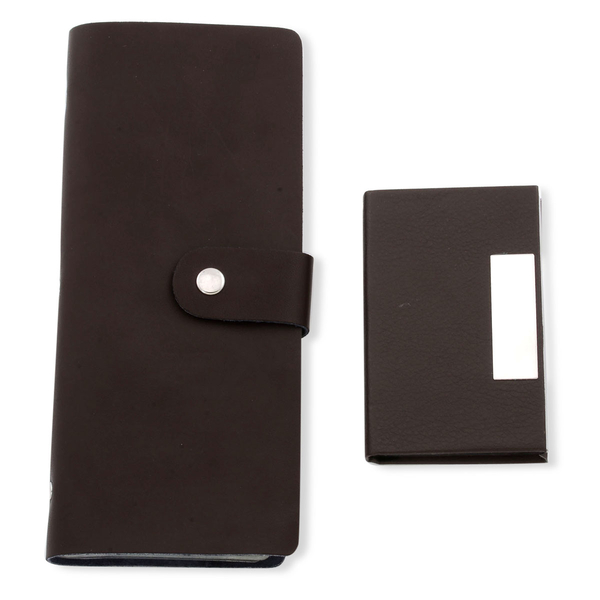 Set of 2 - Dark Chocolate Colour Large (Size 19.3x8.5 Cm) and Small (Size 9.5x6.5 Cm) Card Holder in