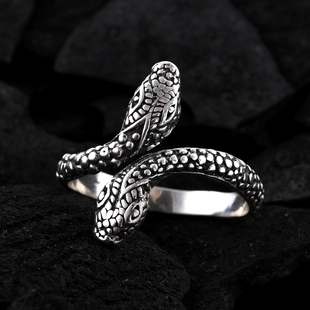 Sterling Silver Snake Bypass Ring