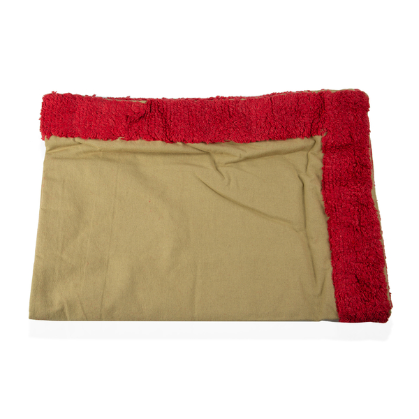 100% Cotton Sage Red Colour Tufted Bed Cover with Fringes (Size 260X240 Cm) and 2 Pillow Cases (Size 70X50 Cm)