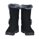 Faux Fur Winter Boots with Buckle - Black